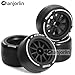 Chanjorlin 1/10 RC F1 Front and Rear Tires and Wheels 14mm Hex RC Drift Racing Hot Melt Tyres for 1/10 RC Formula One F1 Car Tamiya F104 PROII 58652 TRF104 42389 PANCAR KIT Teampowers TP 4PCS
