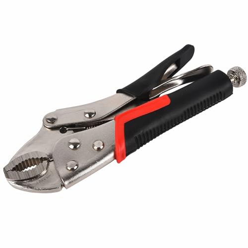 Locking Pliers Mole Grips Heavy Duty Adjustable C Type Curved Jaw Self Lock Pliers for Electrical Pipeline Automobile Maintenance Black red (5 125mm)