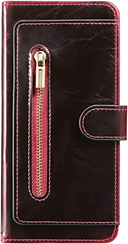 Étui portefeuille iPhone 14 en cuir rouge avec porte-cartes et protection RFID