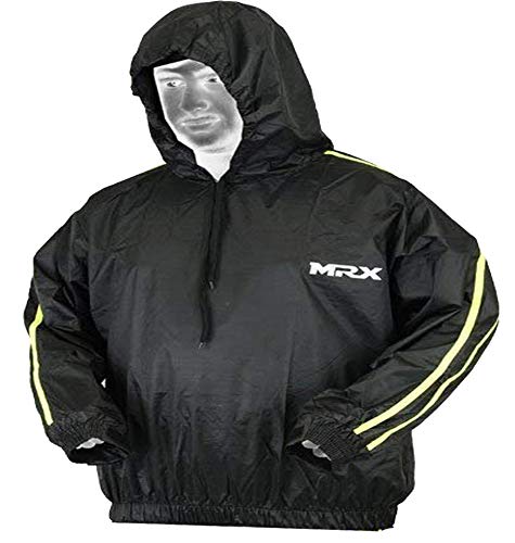 (Large) - MRX Heavy Duty Sweat SAUNA SUIT With Hoodie Exercise Gym Suit Fitness Weight Loss Slimming