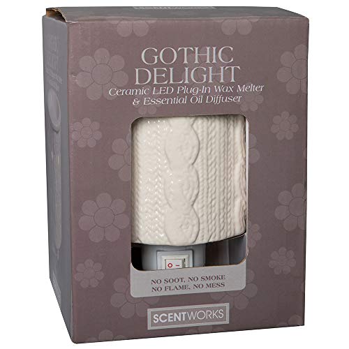 Scentworks Gothic Delight Ceramic Led Plug-In Wax Melter & Essential Oil Diffuser, Easy-Clean, 3” Round X 5.5” H #TOP4