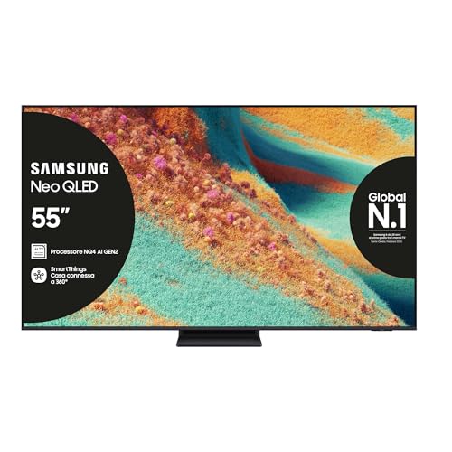Samsung Neo QLED 4K Vision AI Smart TV 55'' QE55QN85FAUXZT, NQ4 AI Gen2 Processor, 4K AI Upscaling, Dolby Atmos & OTS Lite, Simple Chamfer Design,PACCHETTO INTRATTENIMENTO, 2025
