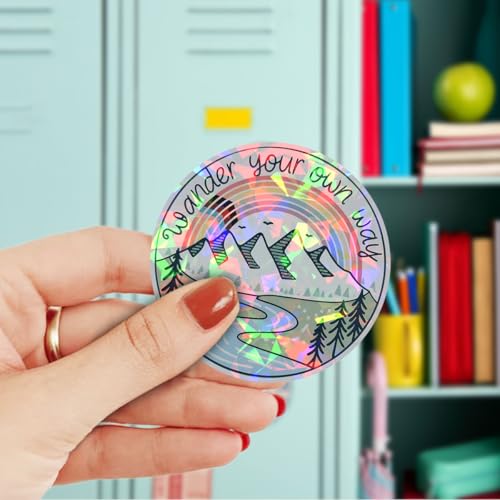Image of (3 Pcs) Wander Your Own Way Sticker LGBTQ Stickers Rainbow LGBT Mountain Sticker LGBTQ+ Pride Stickers for Water Bottle Phone Case Gifts for LGBT Community Friends Coworker Besties 3 inchx3 inch (Hologram)