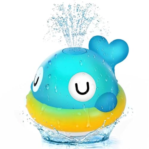 Light Up Baby Bath Toys for 1+ Year Old Babies Recharable Whale Sprinkler Bath Toys with Colorful LightsBaby Boy girl Gifts Kids Toys Age 1-3 Blue