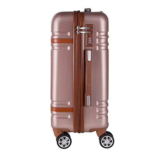 Mala de Viagem Media em Abs Yins 21068 Rodas Duplas Cadeado Integrado - Rosê