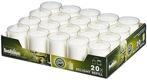 Bolsius Votive Candles â€“ Set of 20 Restaurant and Relight Party Candle Holders â€“Votive Candles in Clear Cup â€“ Home DÃ©cor Candles with Approx. 24 Hour Burning Time