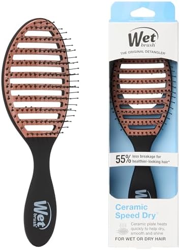 Wet Brush Ceramic Speed Dry Hair Brush, Black - Vented Design & Soft HeatFlex Bristles Are Blow Dry Safe - Ergonomic Handle Manages Tangles - Pain-Free Hair Accessories