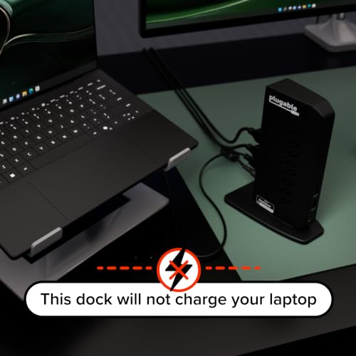 Image of Plugable Dual DisplayPort & HDMI Docking Station - USB 3.0 & USB-C Laptop Dock for Dual Monitors, DisplayLink, Mac (Driver Required), ChromeOS & Windows, Gigabit Ethernet and Audio (UD-6950Z)