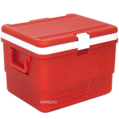 Image of Plastic Insulated Icebox Chiller Icebox Cooler Icebox Chiller Ice Packs Freezer Cooler Box Travel Picnic (25 Litre, Red)