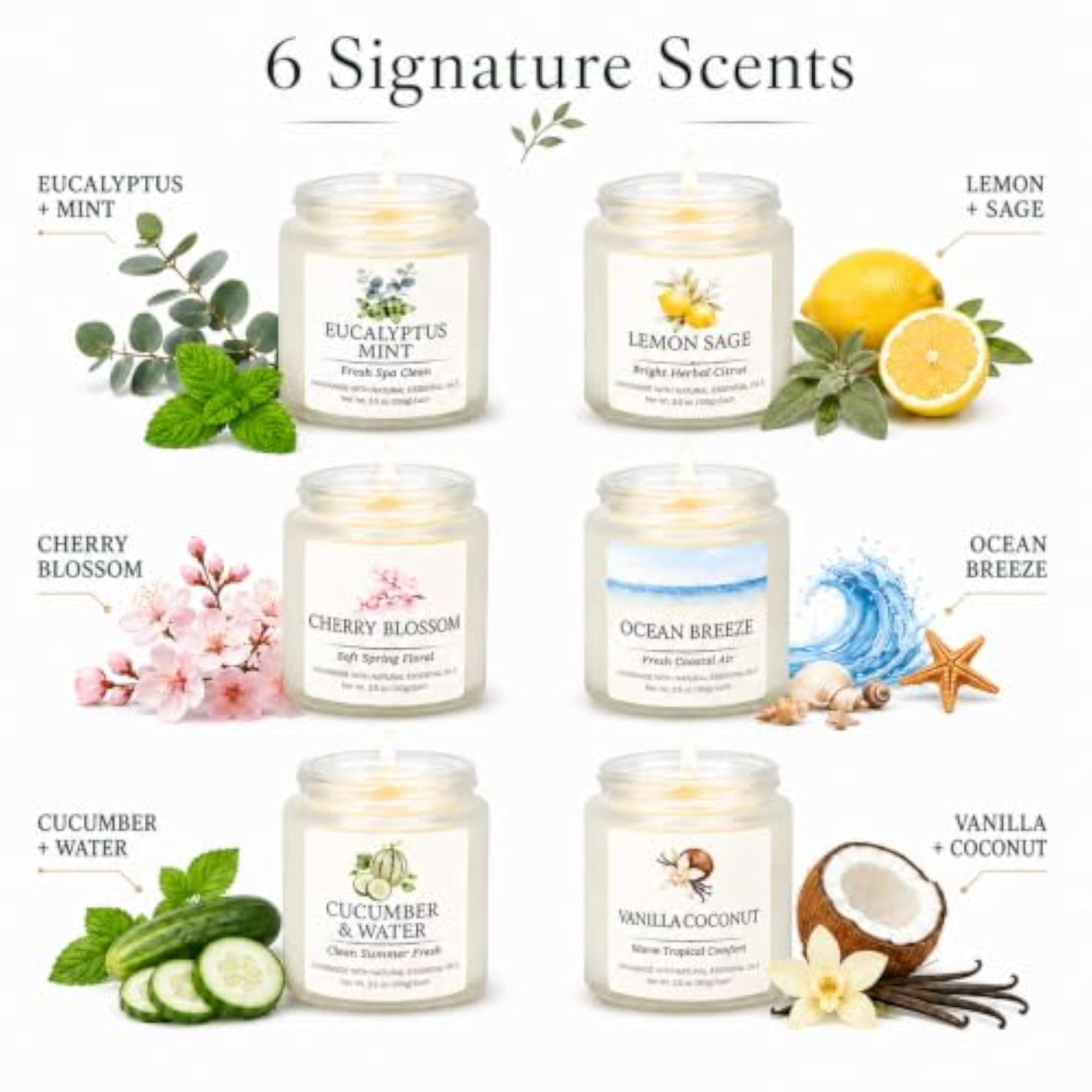 Spring Summer Scented Candles Set, 6 Pack