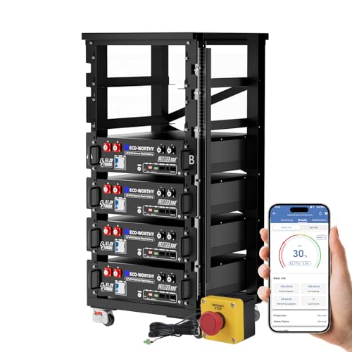 ECO-WORTHY (Cubix 100) 48V 400Ah 20.48kWh LiFePO4 Solar Battery, UL1973 & UL9540A & CEC Listed, 4 Pack 48V 100AH Server Rack Battery with Bluetooth for Solar Energy Storage, Home Backup Power