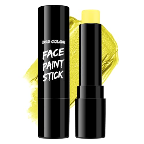 BADCOLOR Yellow Face Body Paint Stick Full-Coverage Eye Black Sticks for Adults Hypoallergenic Face Painting Kit for Halloween SFX Lion Tiger Minions Stage Cosplay Costume Party