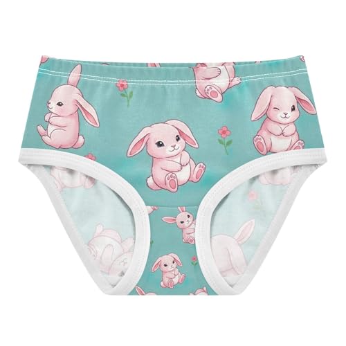 Panties for Girls, Cute Pink Rabbits Ears Teal Toddler Panties, Cotton Underwear Girls, 2T–8 Years