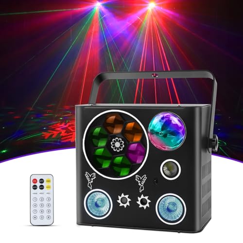 5 en 1 Luces Estroboscópicas de Efecto LED para Fiesta de Discoteca con Bola Mágica, UV - Luz para DJ Activada para Música y Controladas por DMX para Bodas y Clubes