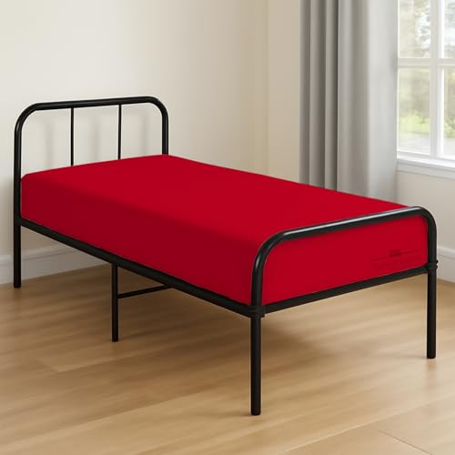 Cot Fitted Sheet 31" x 75" - 100% Egyptian Cotton - 1 PC Cot Size Bottom Sheet Only, Snug Fit for Narrow Twin Mattress/RVs Bunk/Guest Beds/Army Cots/Trifold Mattress/Travel Size Mattress, Red