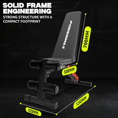 Image of PowerMax Fitness PUB-036D Dumbbell Bench, Heavy-Duty Steel Frame | Max Weight 350 kg | Compact Home Gym Strength Training | Ideal for Dumbbell Press & Full Body Workouts