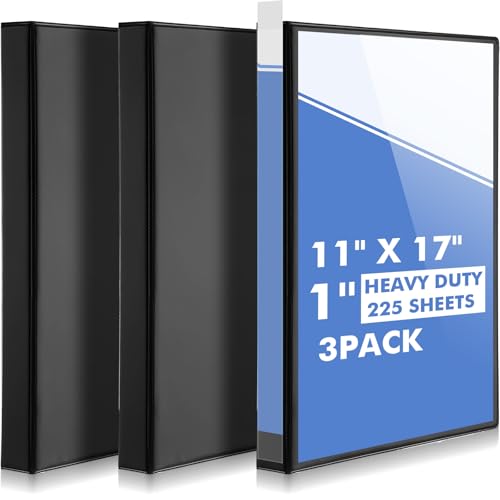 Sinload 3 fichários de 28 x 43 cm com 3 argolas de 2,5 cm com bolsos para apresentação e capa transp