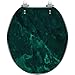 Round Toilet Seat Dark green marble texture top view natural tiles stone luxury seamless Resin Toilet Seat Quietly Slow Close with Quick-Release Hinges Toilet Seat with Cover Easy to Clean Install