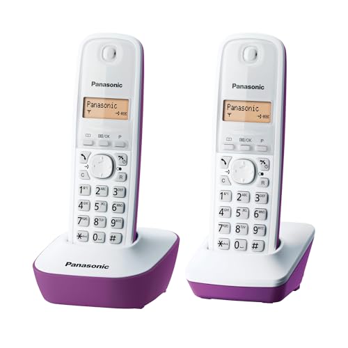 Panasonic KX-TG1612FRF Téléphone Duo sans fil DECT sans répondeur Pourpre [Version Française]