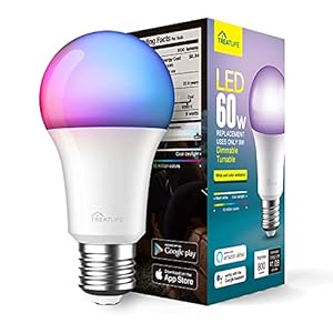 TREATLIFE Smart Light Bulbs, UL Certified WiFi Bluetooth Color Changing Light Bulb, A19 LED Smart Bulb Works with Alexa & Google Home, 60W Equivalent 800 Lumen, for Smart Home Lighting