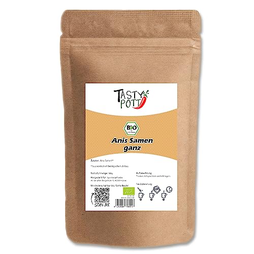 Tasty Pott Semi di anice biologico, interi condimenti, tè, pianta medicinale, anice stellato, in sacchetto da 500 g