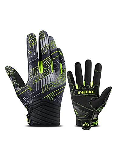 Inbike Breathable Dirt Bike Gloves Men With Hard Knuckles Protection Touch Screen For Motorcycle Powersports Motocross Green Large #TOP22