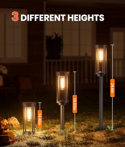 Image of NEWMESSI Solar Pathway Lights Outdoor, IP65 Waterproof Solar Garden Lights for Outside Lighting, Yard Path Lawn Walkway Driveway Landscape (Round Warm White, 8 Pack)