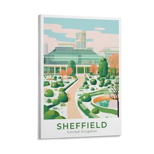 Sheffield Travel Poster Canvas Wall Art Print Vintage Travel Framed & Unframed Home Room Decor Picture 12x18inch(30x45cm)