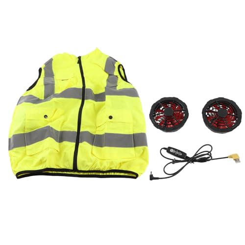 Chaleco de refrigeración con ventilador recargable de poliéster ligero 5V con rayas reflectantes 6