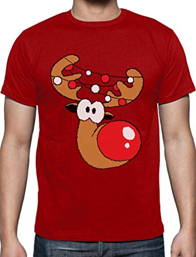 Lustiges Geschenk Rudolph Lichterkette T-Shirt XXXXX-Large Rot