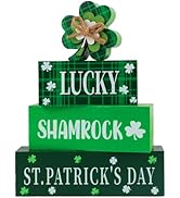 4 Pcs St.Patrick's Day Table Signs Lucky Shamrocks Table Centerpieces Wooden Shamrock Block Signs...
