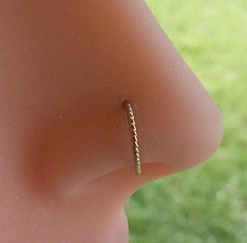 Nose Ring Nose Hoop Nose Piercing Seamless Twisted Hoop Cartilage Earring 14K Gold Filled