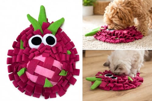 Image of Snuffle Mat for Dogs, Interactive Feeding Mat for Boredom and Slow Eating, Nosework Training Puzzle Toy for Dogs and Puppies, 18x32 CM, Travel Use (Dragon Fruit)