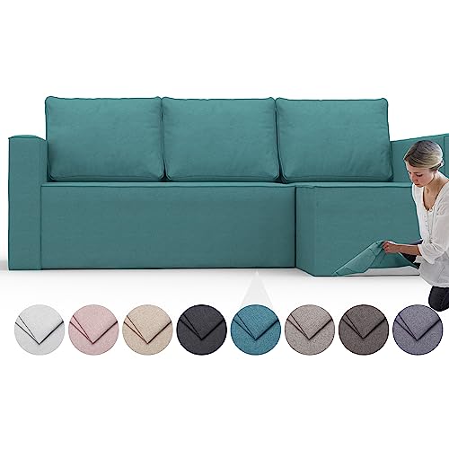comfortly | Funda para sofá cama de esquina Manstad derecha, funda de repuesto resistente, 5 piezas, a prueba de mascotas y manchas, fácil de limpiar y reemplazar (mezclas de cachemira) (gasolina)