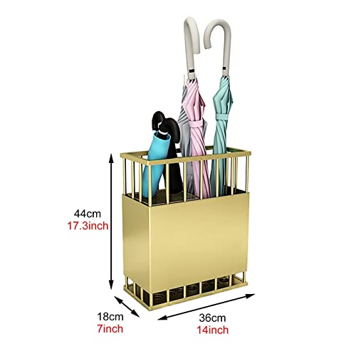 Porte-Parapluie avec Égouttoir en Métal Robuste Grand Format Couleur Or