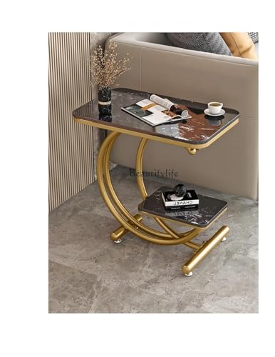 Image of Coffee Table for Living Room End Table Beside Table with Metal Legs Small Accent Tables Snack Table Nightstand for Multipurpose Square Tables (Golden Black)