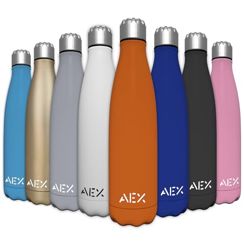 AEX Stainless Steel Matt Orange Vacuum Flask 1000ml | Double Walled Insulated Water Bottle | Hot & Cold Drinks Reusable Metal Sports Bottle for Kids & Adults