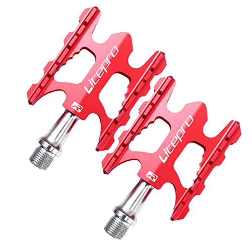 YARNOW Pedal para Bicicleta Bicicletas Carretera Bicicleta Carretera Accesorios Bicicleta Tacos de Ciclismo Pedales para montaña Pedal de Bicicleta Pedal de aleación de Aluminio Rojo