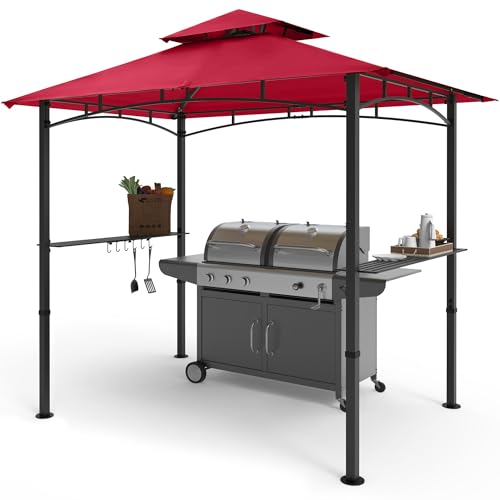 COOSHADE 8'x 5' Grill Gazebo Double Tiered Outdoor BBQ Gazebo