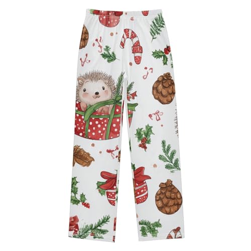 ZZXXB Hedgehog Candy Canes Boys Long Pants Soft Trousers Elastic Waist Kids Lounge Bottoms with Pockets S-XL