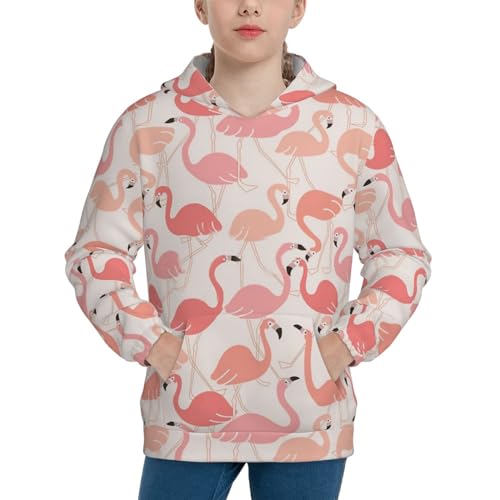Pink Flamingo Boy, Girls Sports Shirt Youth Pullover Fashion Hooded Sweatshirt3