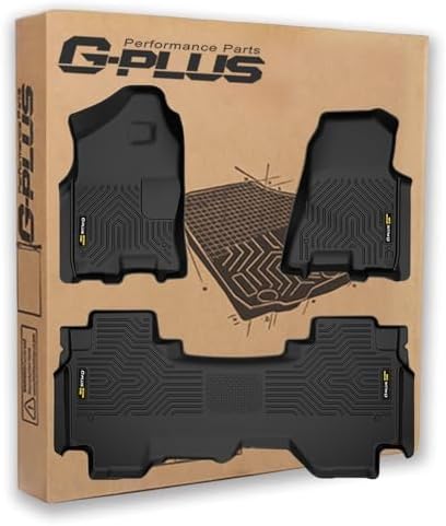 G-PLUS Floor Mats Compatible with Dodge Ram 2019-2024 1500 Crew Cab New Body (NOT Classic Models) Without Storage TPE All Weather Full Cover Protection 3 Piece,Black Floor Liners