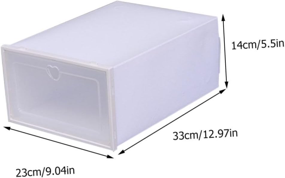 4pcs Transparent Drawer-type Shoes Storage Box Thickened Plastic Organizer with Heart-shaped Lid Dust- Easy for All Organization