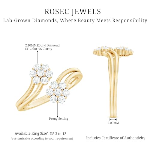 Certified Lab Grown Diamond Flower Engagement Ring, Ef-Vs Quality, Diamond Floral Ring For Women - With Jewelry Box 6