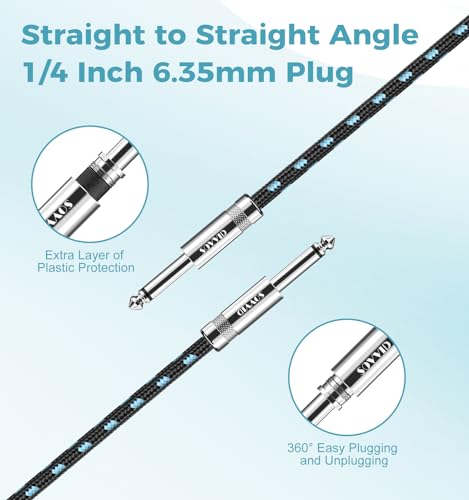 Sovvid 06KL2P 2 Pack Guitar Cable 6Ft - Straight Instrument Cable Quarter Inch Cable Electric Guitar Cord 1/4 Guitar Cables Guitar Amp Cord thumb #5