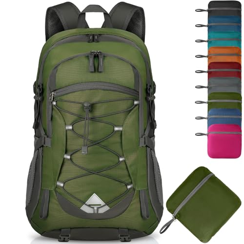 IGOLUMON Hiking Backpack 40L Packable Lightweight Camping Backpack Men Women Waterproof Hiking Daypack Outdoor Travel Daypack,Army Green