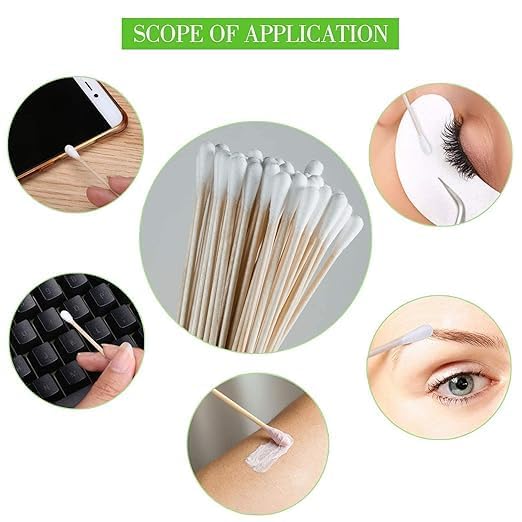 300 Pieces Wooden Ear Cleaning Buds Double Tip Cotton Swabs Ear Wax Cleaner Multipurpose Personal Care Buds (2) 1
