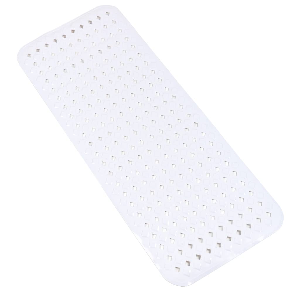 Bathsafe Original Bath Tub Shower Mat Safety Powerful Suction Bath Mat Non-slip Long Bathtub Mat,88x40CM,Antibacterial, BPA, Latex, Phthalate Free,Machine Washable(Solid White)