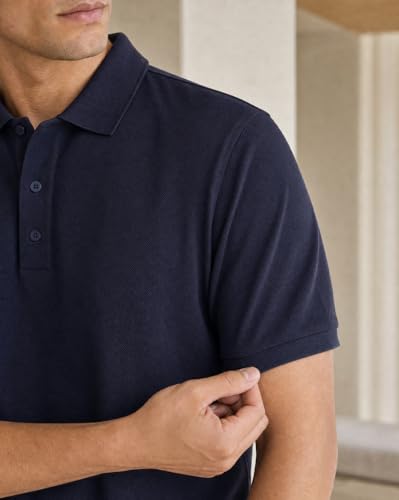 Image of NOBERO Men's Cotton Solid Regular Fit Polo Shirt
