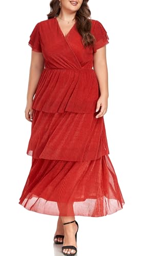 Carrdc Plus Size Maxi Dress for Curvy Women Short...